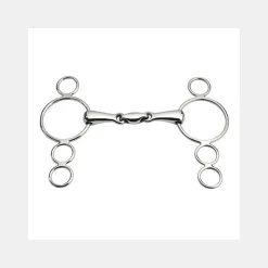 Mors Pessoa 4 anneaux à double brisure, en inox, canons moyens Online